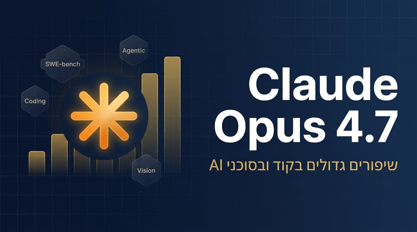 תמונת כותרת לפוסט: Claude Opus 4.7 יוצא לאוויר ומחזיר את Anthropic להוביל את שוק ה-AI