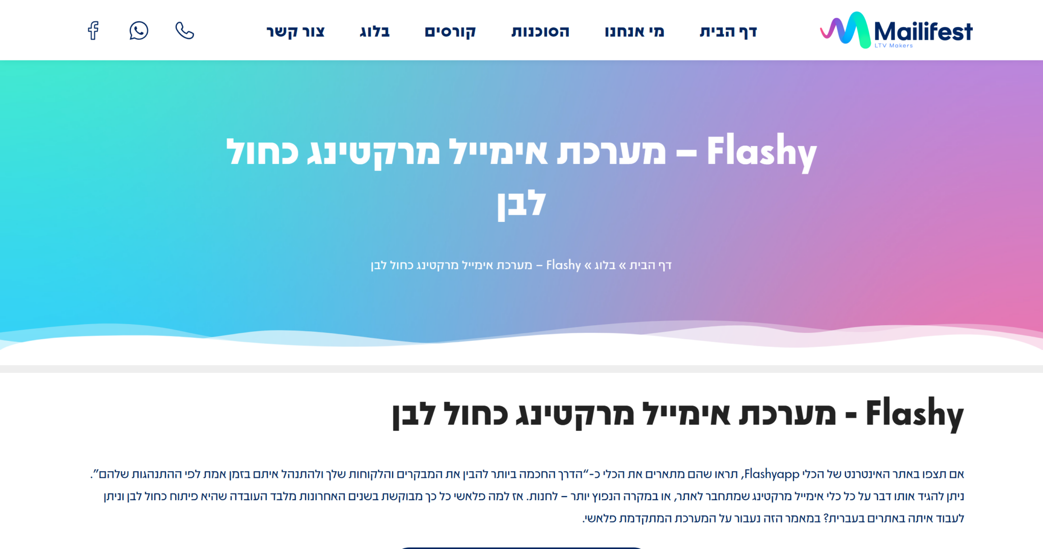 צילום מסך של סקירת פלטפורמת פלאשי באתר Mailifest