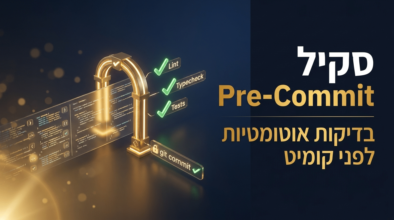 תמונת כותרת לפוסט: סקיל setup-pre-commit לקלוד קוד